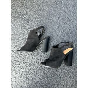 High Block Heel Open Toe Sandal Boot Women’s Size 6 Betani Black Bootie Shoe